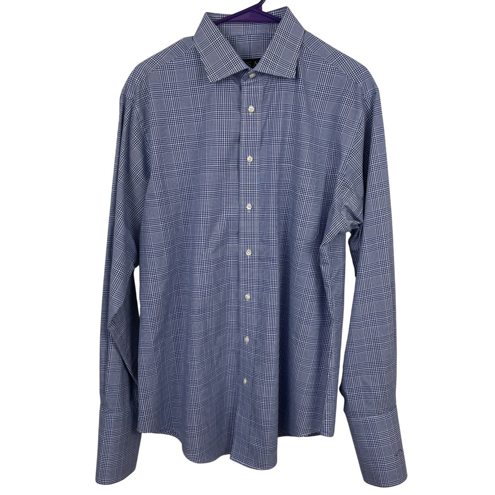 Jos. A. Bank Executive‎ Collection Blue Glen Plaid French Cuff Shirt 16.5 35